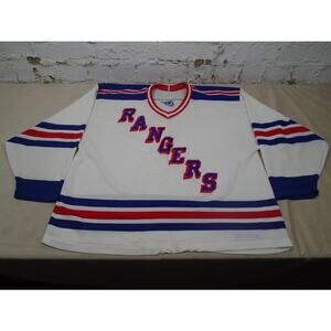 Vintage Gerry Cosby CCM New York Rangers Stitched Jersey White NHL Size XL